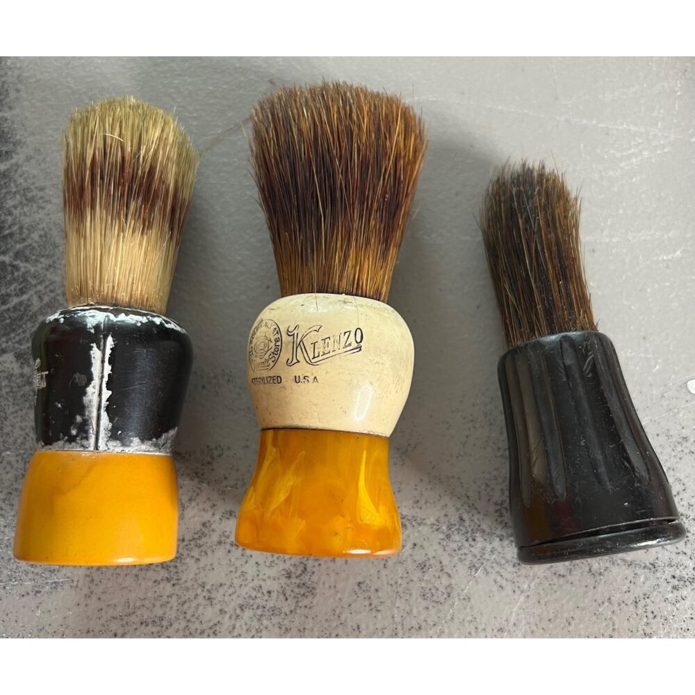 Shaving Brushes Lot Of 3 With Rubberset ,Klenzo & EverReady Bakelite Handles VTG